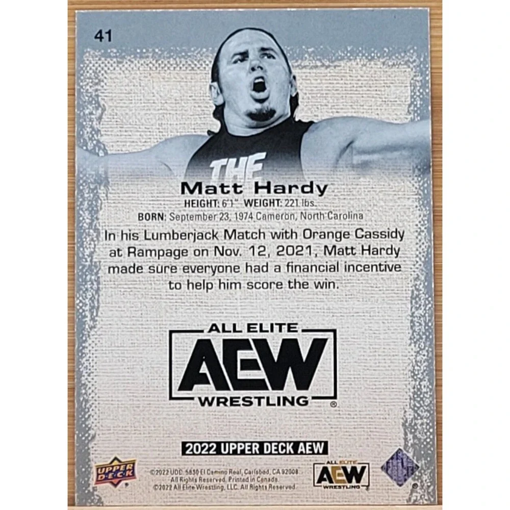 2022‎ UPPER DECK AEW MATT HARDY PURPLE PYRO #D/199
